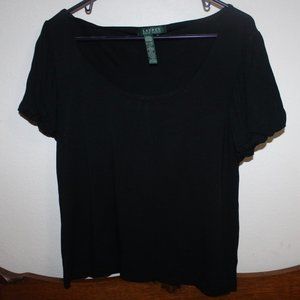 Lauren Ralph Lauren Black Puff Sleeve Shirt Size XL